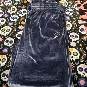 VS Pink Velvet Joggers with Rhinestone Detail